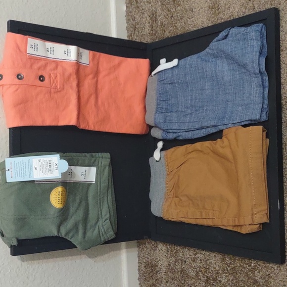 NWT CAT AND JACK 2T 1 SHIRT 3 SHORTS GREEN CORAL BLUE AND BROWN. - Picture 7 of 7